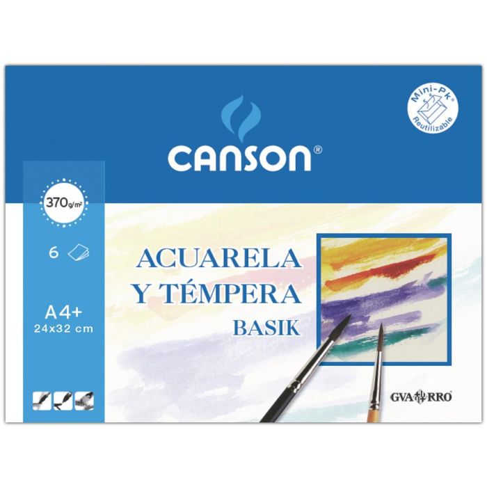 Canson Minipack Acuarela Y Témpera Basik 6 Hojas 24x32 cm + 20% De Hojas Gratis 1