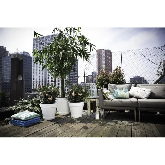 Elho Maceta Redonda Loft Urban con Ruedas Ø 40 cm Blanco 2