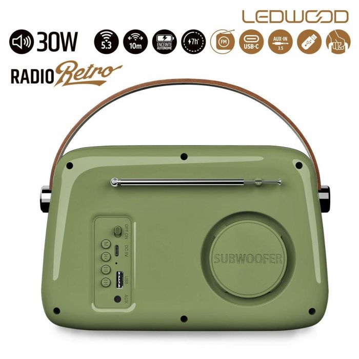 Radio Transistor Ledwood ALMA GREY Verde 30 W 1