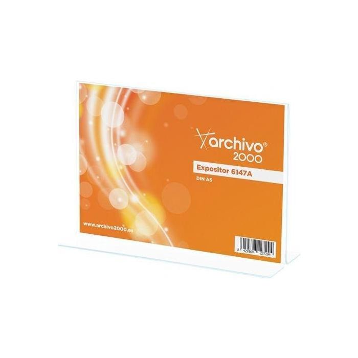 Archivo 2000 Expositor Sobremesa Archivo 2000 "Premium" En Forma De T Din A5 Horizontal Espesor 3 mm 75x210x155 mm Archivo 2000 Expositor Sobremesa Archivo 2000 "Premium" En Forma De T Din A5 Horizontal Espesor 3 mm 75x210x155 mm