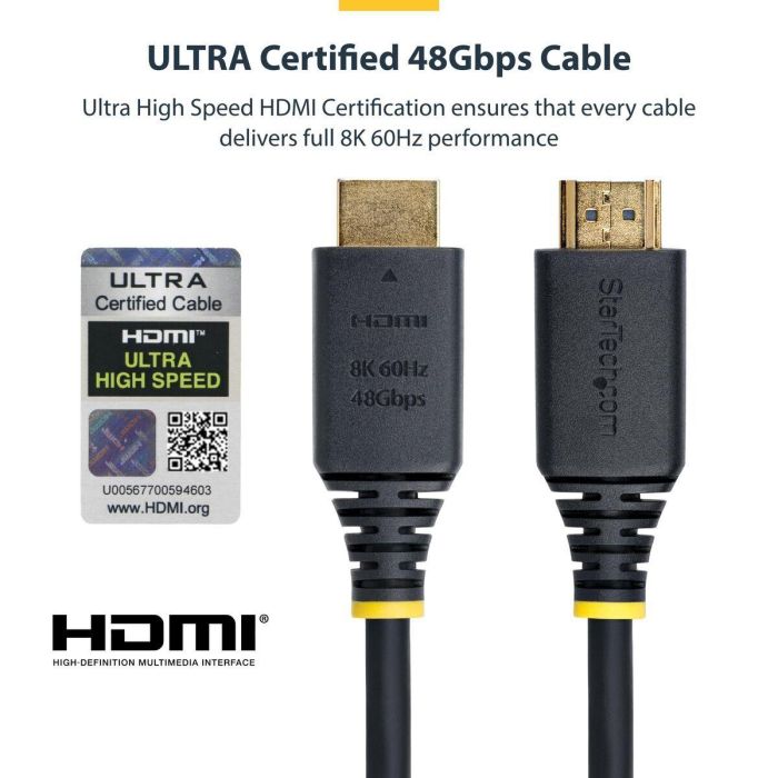 Cable HDMI Startech HDMI21-CBL-8K60-50CM Negro Cable HDMI Startech HDMI21-CBL-8K60-50CM Negro
