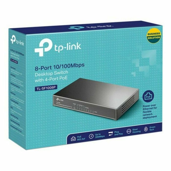 TP-Link SF1008P Switch PoE No Administrado de 8 Puertos Fast Ethernet (10/100) Montaje de Pared 1
