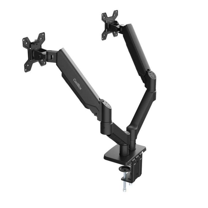 Coolbox Soporte para 2 Monitores Hasta 32 Pulgadas, Acero y Plástico, Negro Mate, Compatibilidad VESA 75x75 y 100x100, Sistema Neumático 2 Coolbox Soporte para 2 Monitores Hasta 32 Pulgadas, Acero y Plástico, Negro Mate, Compatibilidad VESA 75x75 y 100x100, Sistema Neumático 2