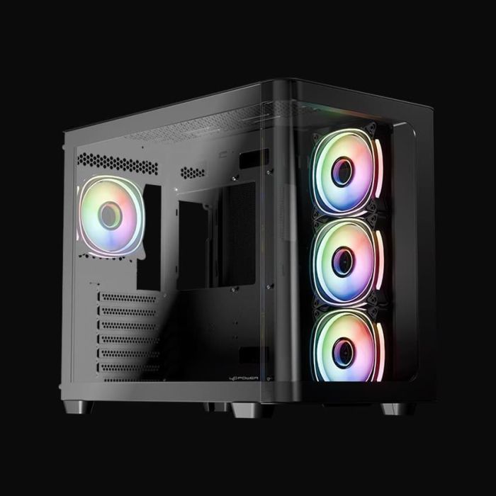 LC-Power LC-8001B-ON Midi Tower Gaming Pro-Storm Dark PC con ventana lateral y RGB - Negro