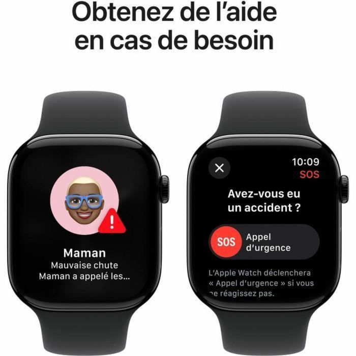 Apple Watch Series 10 GPS - 46 mm - Caja de aluminio en negro azabache - Correa deportiva negra - M/L 1