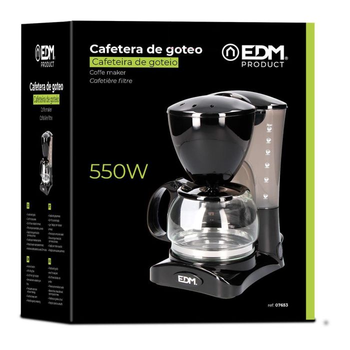 Edm Cafetera de goteo 6 tazas 550W Negro con función anti-goteo 1