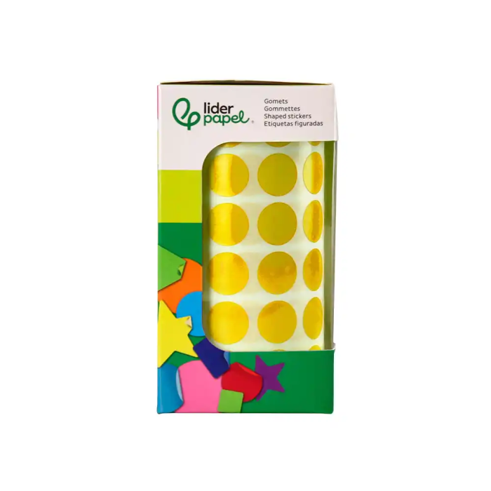 Liderpapel Gomets Circulares Adhesivos 15 mm Amarillo Rollo 2500 Unidades Caja Cartón 2