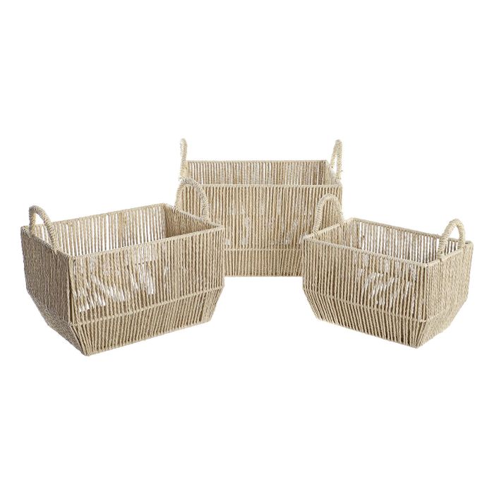 Cesta Balines DKD Home Decor Natural 29.5 x 26 x 40 cm Set de 3 1