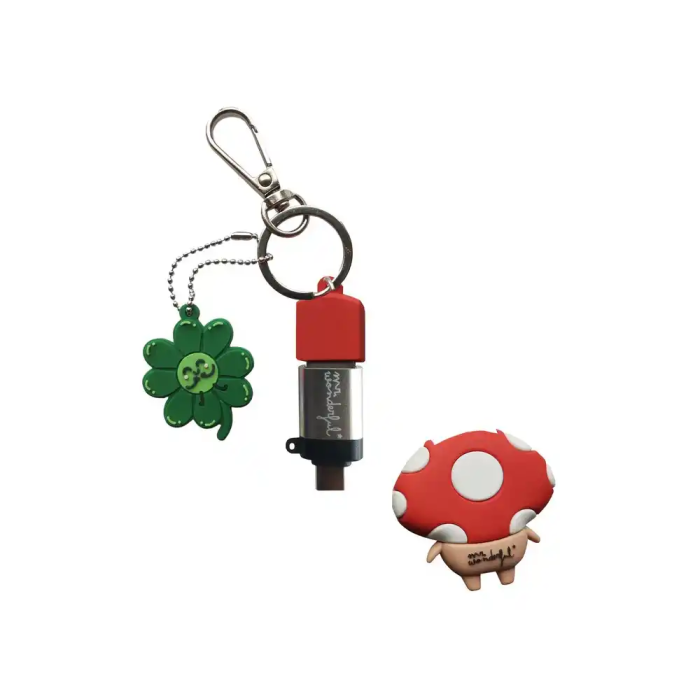 Wondee Mr. Wonderful Llavero USB Seta 32GB Pendrive Compatible con Windows, macOS, Linux y Adaptador USB C 4