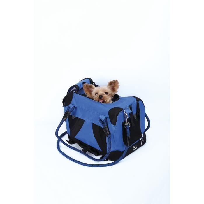 Bolsa de transporte - M PETS - REMIX 2 en 1 Azul - 41 x 28 x 28 cm - Plegable - Ligera - Arnés con cinturón 4