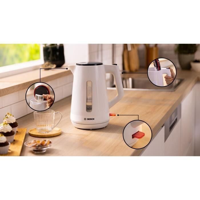 Hervidor - BOSCH - TWK1M121 MyMoment - Blanco - capacidad 1,7L - base 360° - recogecables - 3 dispositivos de seguridad automáticos 1 Hervidor - BOSCH - TWK1M121 MyMoment - Blanco - capacidad 1,7L - base 360° - recogecables - 3 dispositivos de seguridad automáticos 1