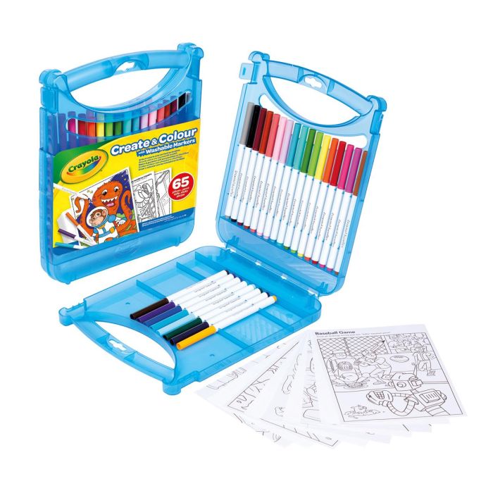 Crayola 04-0377 Maletín 25 Rotuladores Lavables Súper Punta Cónica + 20 Hojas 65 Piezas para Colorear Edad +5 Crayola 04-0377 Maletín 25 Rotuladores Lavables Súper Punta Cónica + 20 Hojas 65 Piezas para Colorear Edad +5