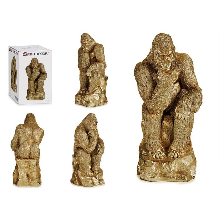 Gorila Pensador Dorado Giftdecor 20.5x47x23.5 cm Resina Oro (2 Unidades) Gorila Pensador Dorado Giftdecor 20.5x47x23.5 cm Resina Oro (2 Unidades)