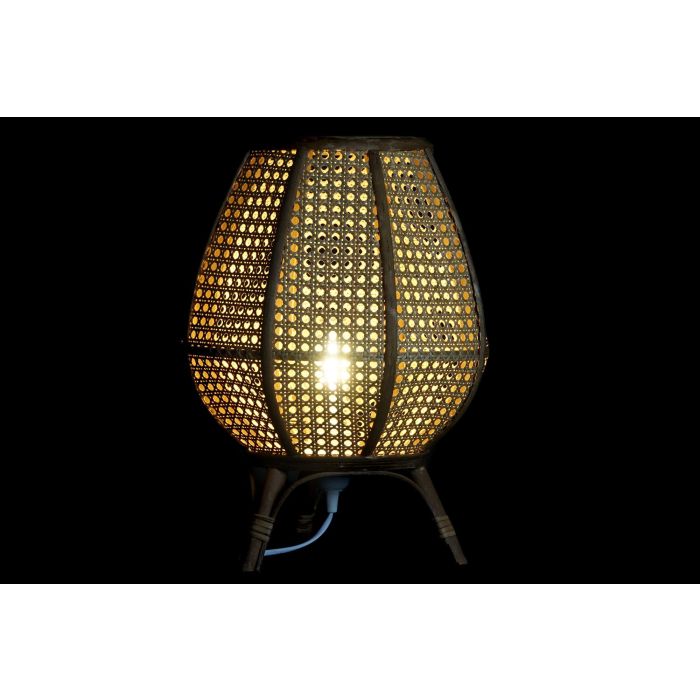 DKD Home Decor Lámpara de Sobremesa Urban de Ratán Marrón 29x40x29 cm, Bombilla E27 50W 220V 1