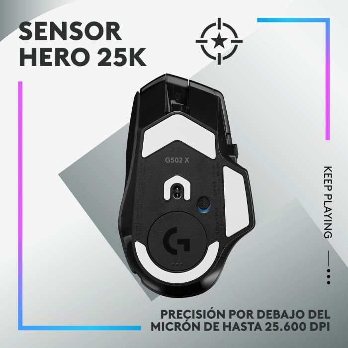 Logitech - G502 X Plus Lightspeed Mouse Ruse RVB Wireless - Botones híbridos Lightforce, Gaming Hero 25K - Sensor negro 1