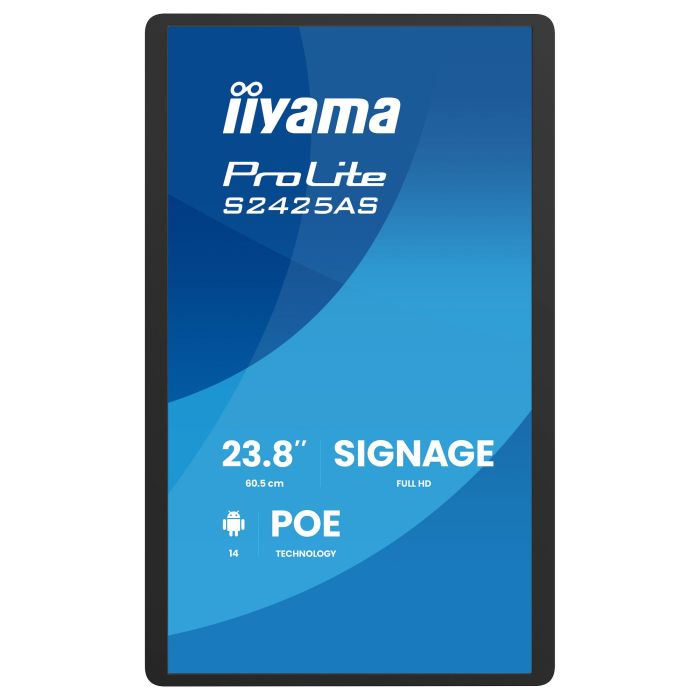 iiyama ProLite S2425AS-B1P - Pantalla Digital 23.8" Full HD IPS, Android SoC, Wi-Fi 6, USB-C, Altavoces 10W, 24/7, VESA 100x100, Negro 1 iiyama ProLite S2425AS-B1P - Pantalla Digital 23.8" Full HD IPS, Android SoC, Wi-Fi 6, USB-C, Altavoces 10W, 24/7, VESA 100x100, Negro 1