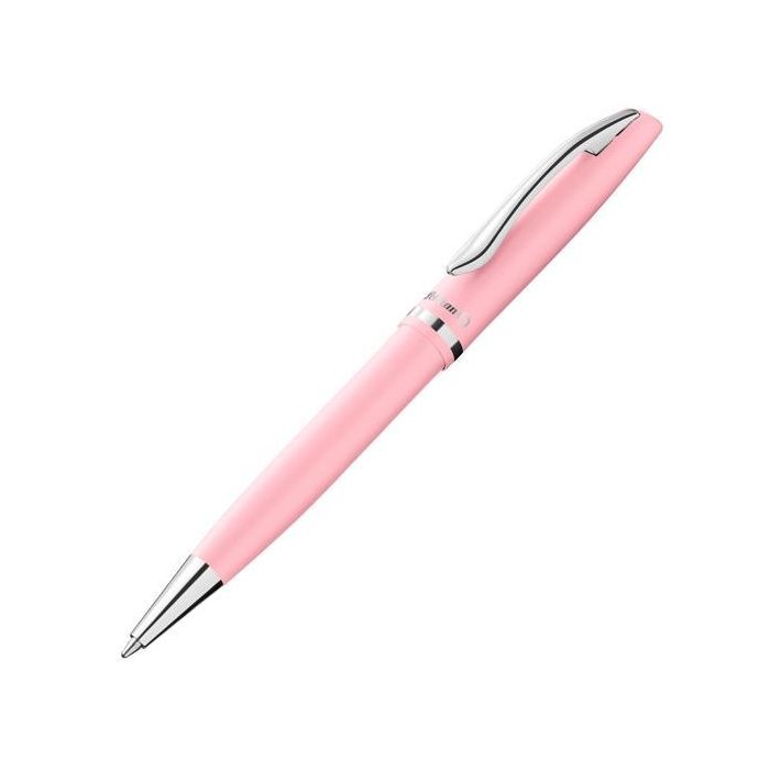 Pelikan Bolígrafo Jazz Pastel, de Metal, Color Rosa, Tinta Azul 1mm, Punto Mediano, Mecanismo de Giro, Incluye Caja de Regalo