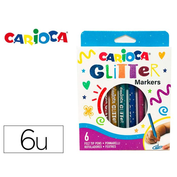 Rotulador Carioca Glitter Purpurina Punta 1 mm Caja De 6 Unidades Colores Surtidos