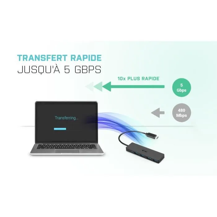 I-tec Hub USB-C Delgado Advance Series con 4 Puertos USB 3.0 y 5 Gbps de Velocidad de Transferencia 3
