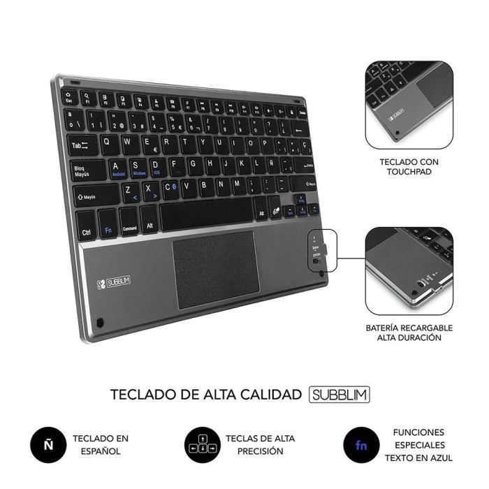 SUBBLIM Funda con Teclado Bluetooth Touchpad KeyTab Pro 9,6" a 10,8" TOUCHPAD Negra 4 SUBBLIM Funda con Teclado Bluetooth Touchpad KeyTab Pro 9,6" a 10,8" TOUCHPAD Negra 4