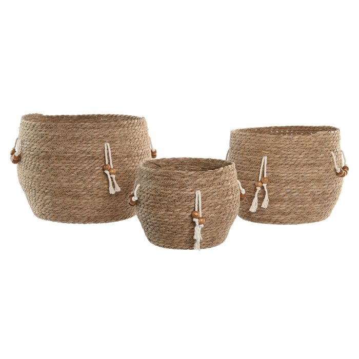 Cesta Basicos DKD Home Decor Natural 33 x 27 x 33 cm Set de 3 (2 Unidades) 3