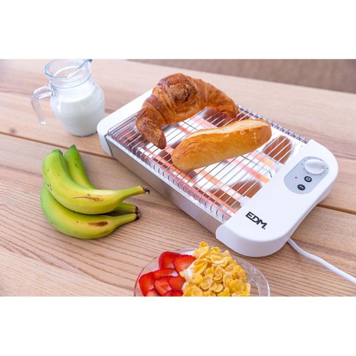 Edm Multitostador Plana Tostadora 600w Temporizador 6 Temperaturas Cromado / Blanco 220-240v 3