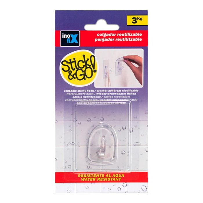 Inofix Colgador adherente reutilizable transparente 60x47mm con micro ventosas Stick & go 1290-0-000 1 Inofix Colgador adherente reutilizable transparente 60x47mm con micro ventosas Stick & go 1290-0-000 1