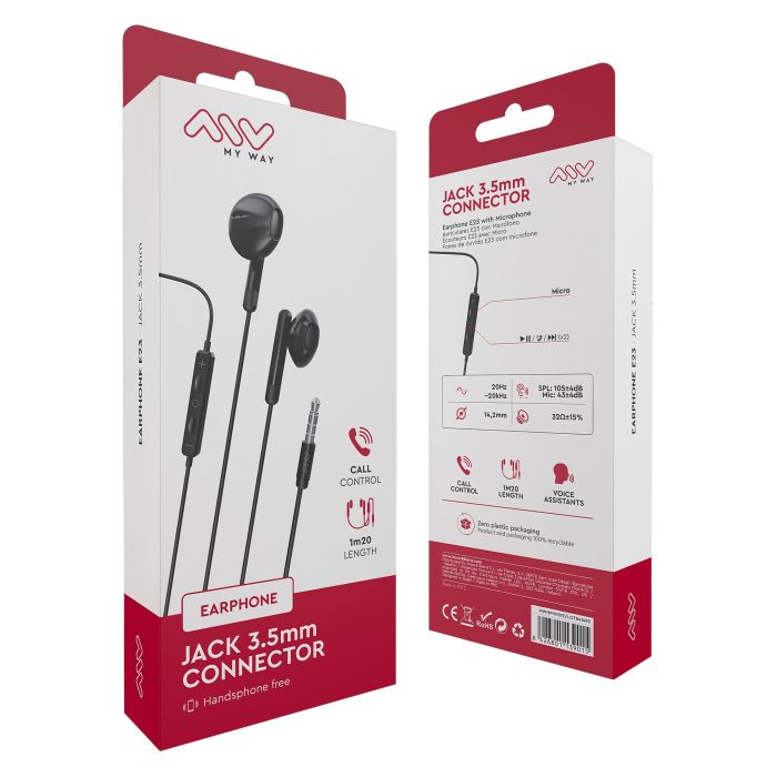 Auriculares Intrauditivos Myway MWHPH0019/ con Micrófono/ Jack 3.5/ Negros 4 Auriculares Intrauditivos Myway MWHPH0019/ con Micrófono/ Jack 3.5/ Negros 4