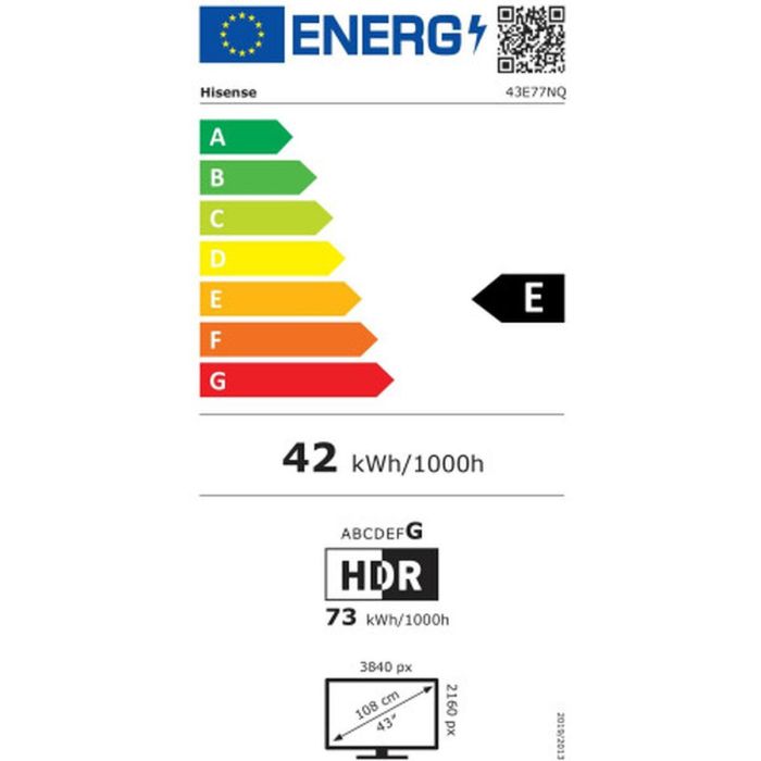 Hisense 43E77NQ Televisor QLED 4K Ultra HD 43" Smart TV Wifi VIDAA U7.6, Dolby Atmos, HDR, Modo Cine & Juego - Negro 1 Hisense 43E77NQ Televisor QLED 4K Ultra HD 43" Smart TV Wifi VIDAA U7.6, Dolby Atmos, HDR, Modo Cine & Juego - Negro 1