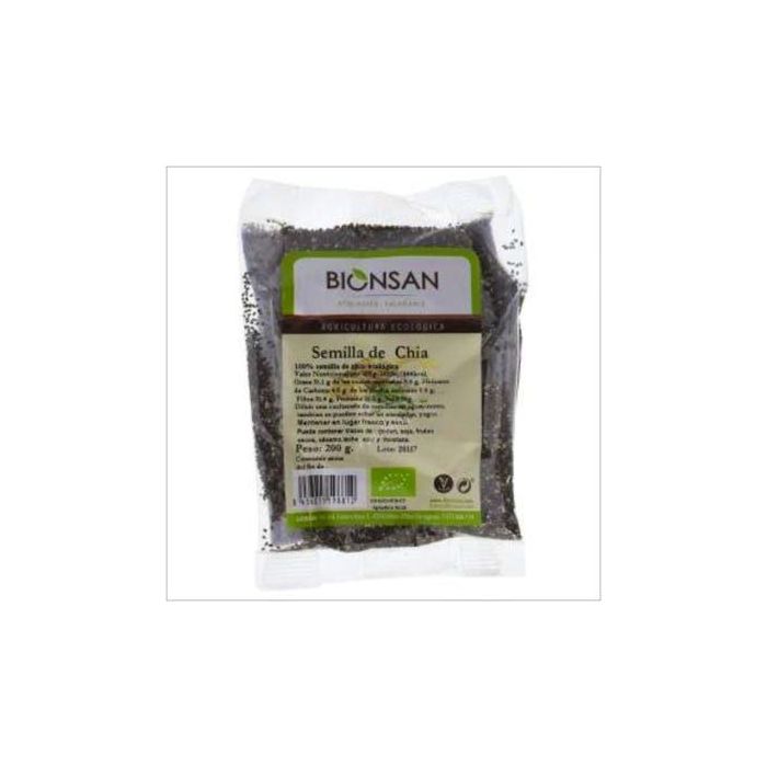 BIONSAN Semillas de Chía Ecológicas 200g - Ricas en Fibra y Omega 3/6 - Apto Veganos y Vegetarianos