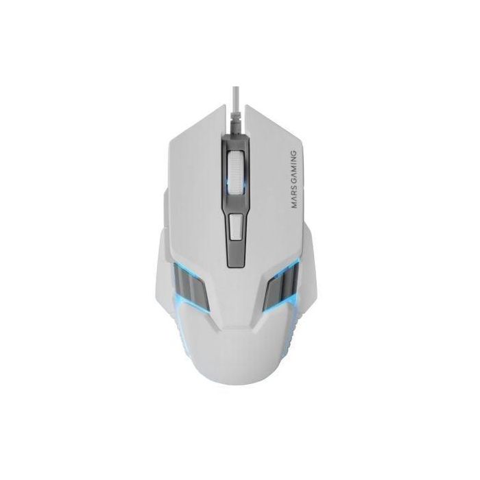 Mars Gaming MM024 WH Ratón Gaming Óptico 4000 DPI Ajustable, RGB Flow, 6 Botones Huano, Compatible PC/Consolas, Blanco