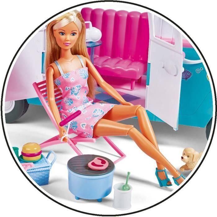 Steffi Love Muñeca Maniquí 29cm y Autocaravana que se Abre: Cocina, Sala de Estar, Cama y Accesorios (51cm) 3