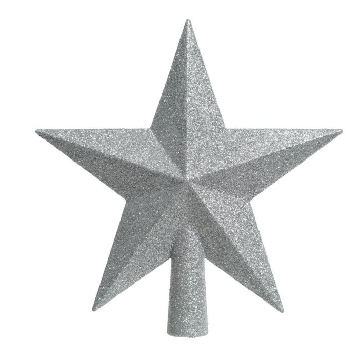 Decoris Estrella de árbol de navidad plateada purpurina 19x4,2x19cm 5 puntas 0 Decoris Estrella de árbol de navidad plateada purpurina 19x4,2x19cm 5 puntas 0
