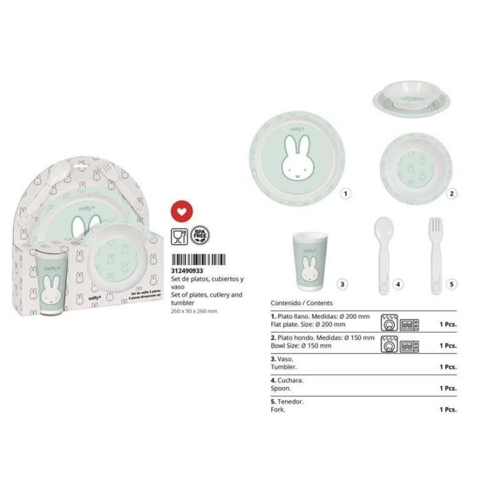 Set de vajilla infantil Miffy Menta (5 Piezas) 6
