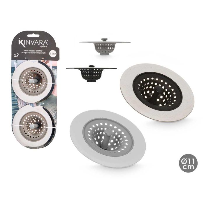 Set 2 Filtros Fregadero Kinvara 12x30x3 cm, Gris y Negro (12 Unidades) Set 2 Filtros Fregadero Kinvara 12x30x3 cm, Gris y Negro (12 Unidades)