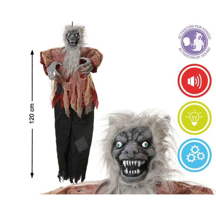 Figura Hombre Lobo Animada 120 cm Con Luz y Sonido Para Terror