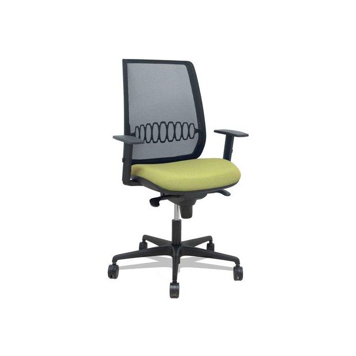 Silla Piqueras Y Crespo Alares Brazos Regulables Ergonomica Mecanismo Sincro Respaldo Malla Negra Asiento Tapizado Bali Verde Oliva