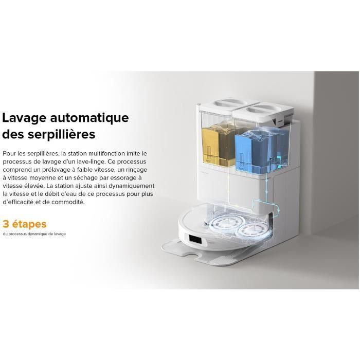 Aspiradora robot Roborock QRevo Plus blanca con estación multifunción - Potencia de 7000 Pa - Mopa extensible 4