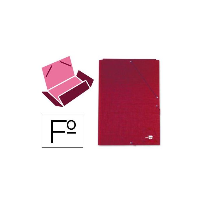 Carpeta Liderpapel Gomas Folio 3 Solapas Carton Forrado Roja