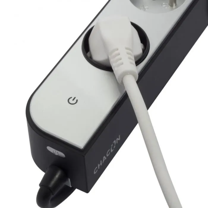Chacon Regleta de Alimentación 5 Enchufes con 2 Puertos USB, Cable 1.5m HO5VV-F 3x1.5 mm² Blanco y Gris 1
