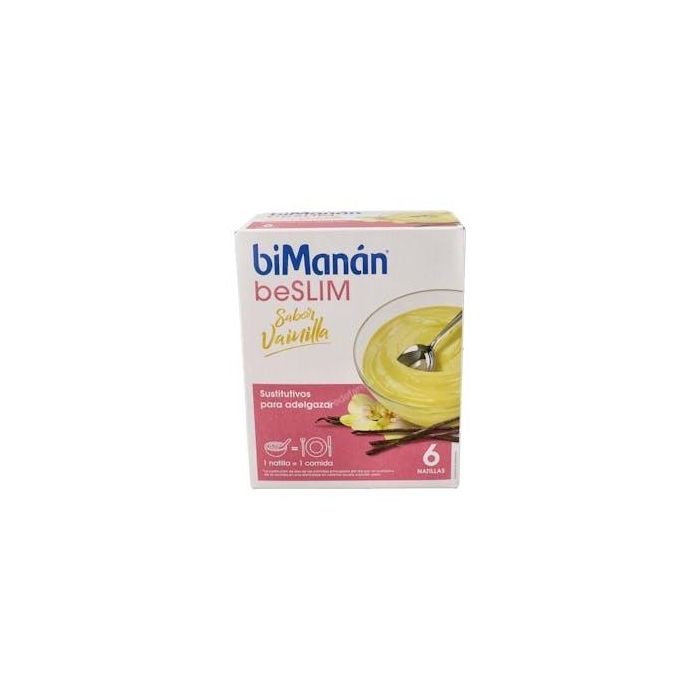 BIMANAN Natillas Sustitutivas Vainilla 6 Sobres - Sustituto de Comida para Control de Peso con 12 Vitaminas y 11 Minerales