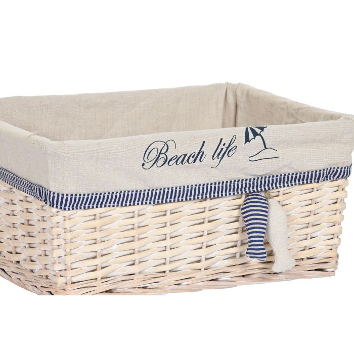 DKD Home Decor Cesta Mediterraneo Set de 5 Beige Azul Poliester y Algodon 38 x 48 x 13 cm 1