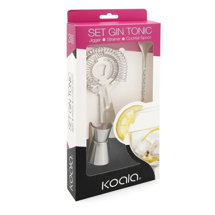 Set 3 Piezas Gin Tonic Acero Inoxidable Mi Bar Koala 27 cm - 19x10x2 cm - 2 Y 4 cL 3 Set 3 Piezas Gin Tonic Acero Inoxidable Mi Bar Koala 27 cm - 19x10x2 cm - 2 Y 4 cL 3