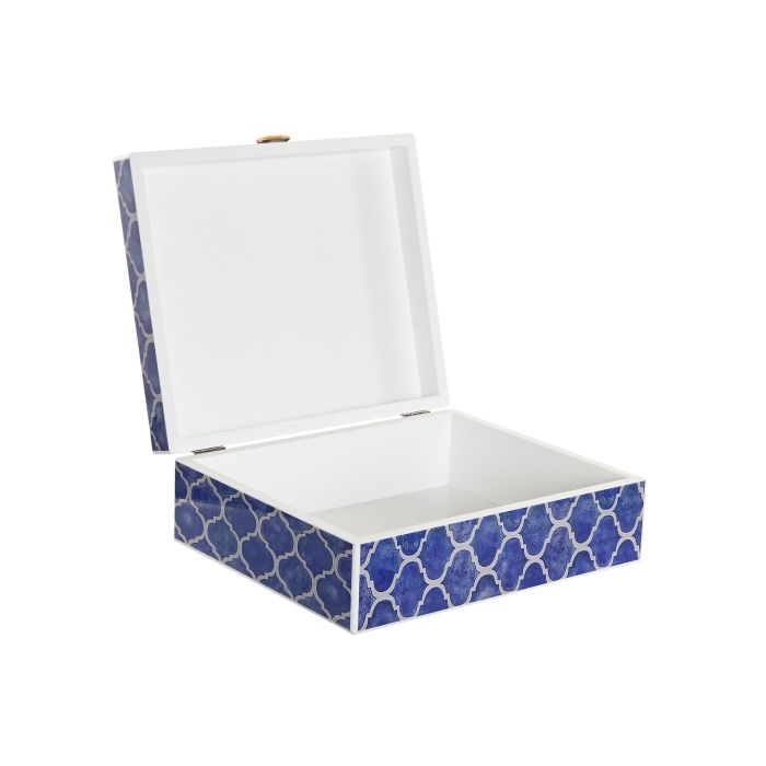 DKD Home Decor Joyero Mediterraneo de Madera, Mosaico Azul y Azul Marino, Organizador de Joyas 20x24x8 cm (Set de 2) 2