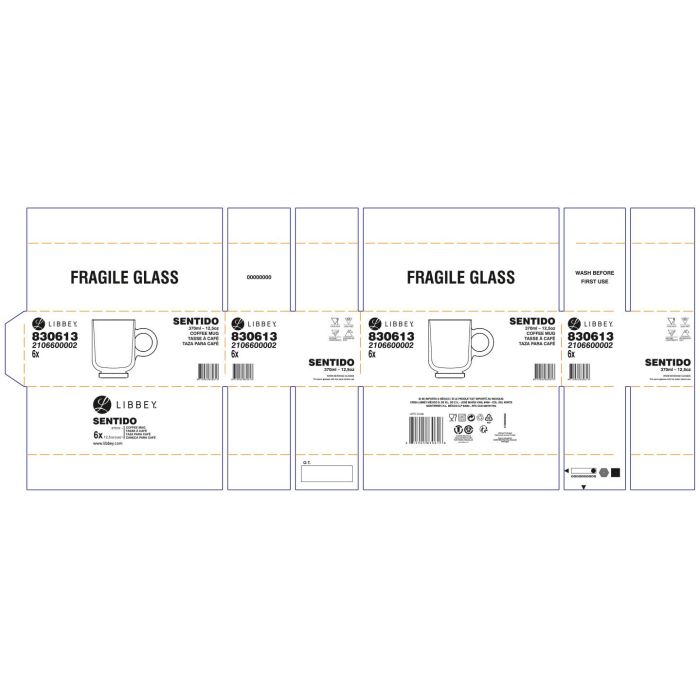 Inde Set de 6 Tazas Americano 37 cl Sentido 2
