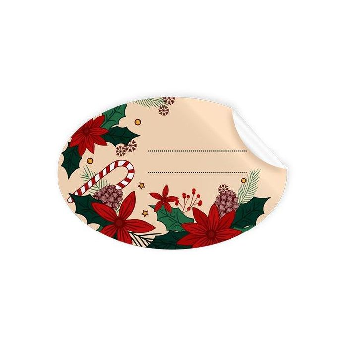 Etiquetas Regalo Adh. Rollo 250 Uds. Ovaladas 60X40 Navidad Pascueros