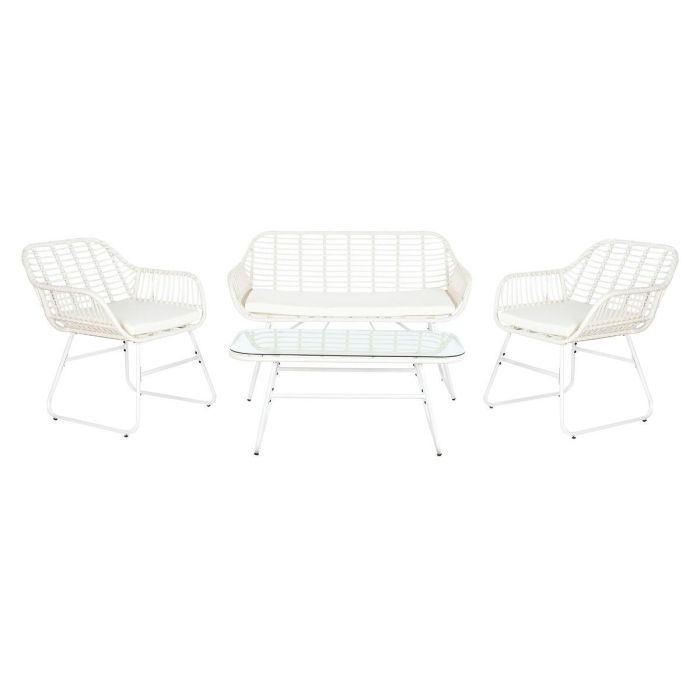 Sofa Terraza Y Jardin DKD Home Decor Blanco Blanco 74 x 84 x 124 cm Set de 4