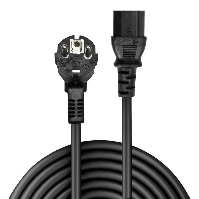 Lindy Cable de Alimentación 3m Schuko 2 Pines a IEC C13, Negro, para Conectar Dispositivos con Enchufe Europeo o Cargador Portátil 1