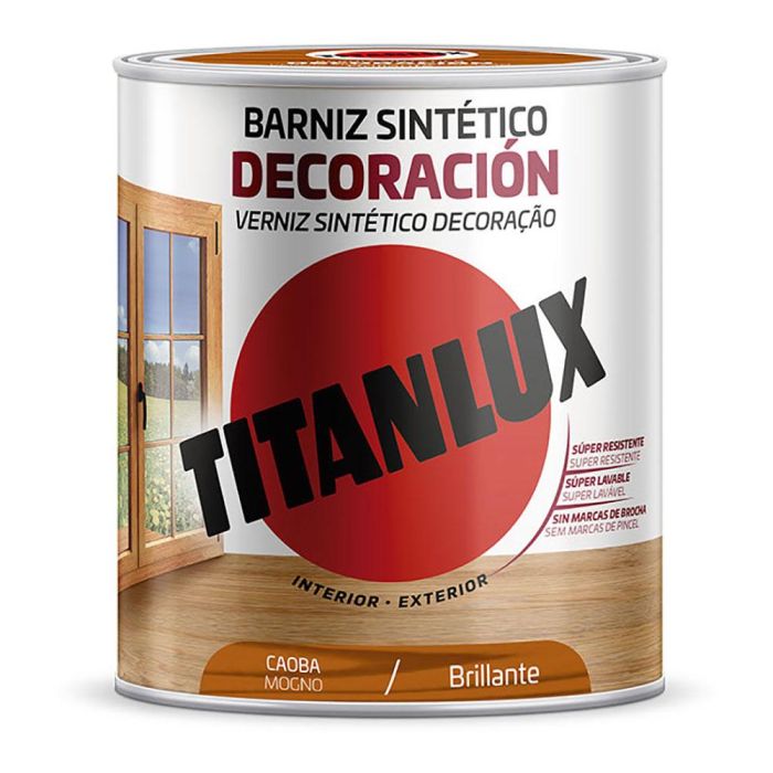 Barniz sintético decoración caoba brillante 750 ml titanlux m10100434