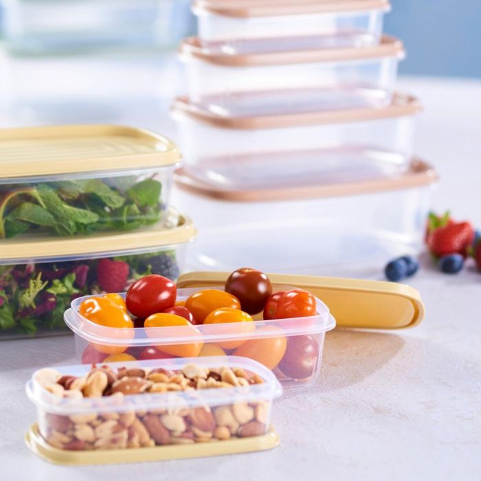 Day Juego Herméticos Rectangular 220ml, 400ml, 600ml y 1L Aptos Congelador Microondas Lavavajillas Libres BPA 1